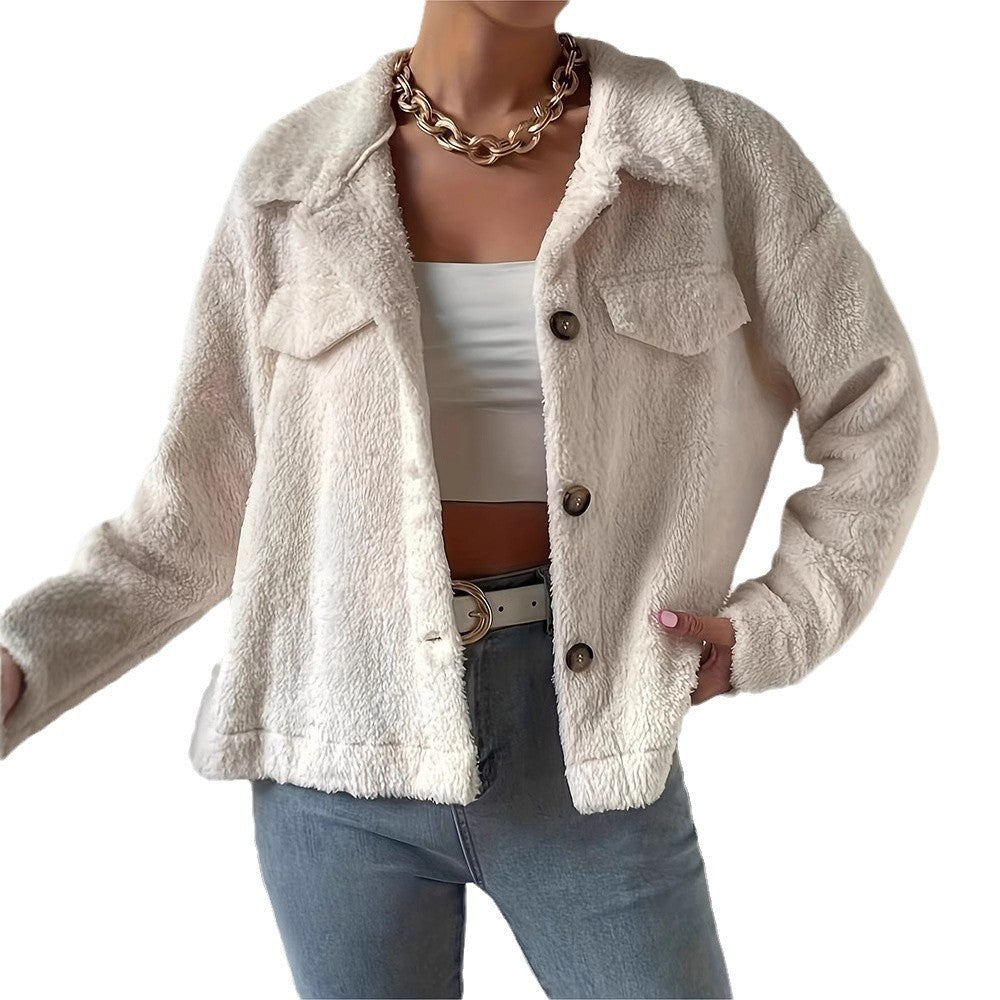 Velvet Witte Lappel Wollen Jas