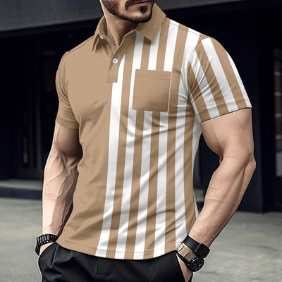 Gestreept Poloshirt met Lapel Kraag