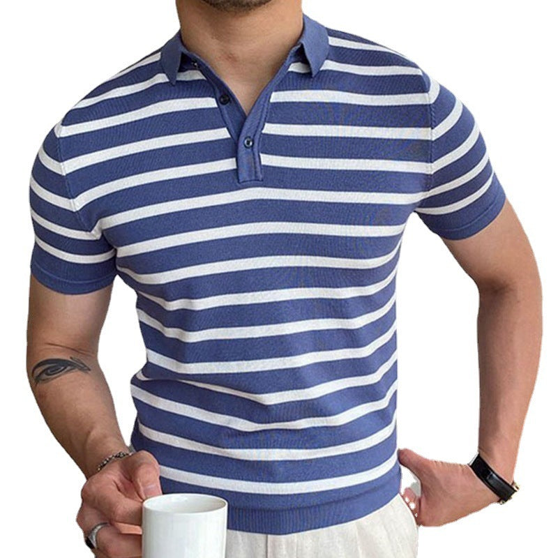 Blauw Gestreept Zakelijk Poloshirt
