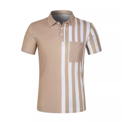 Gestreept Poloshirt met Lapel Kraag