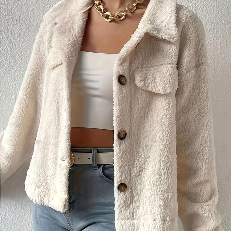Velvet Witte Lappel Wollen Jas
