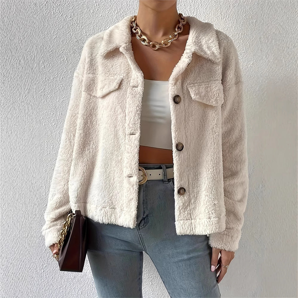 Velvet Witte Lappel Wollen Jas