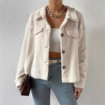 Velvet Witte Lappel Wollen Jas