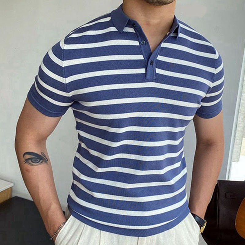 Blauw Gestreept Zakelijk Poloshirt