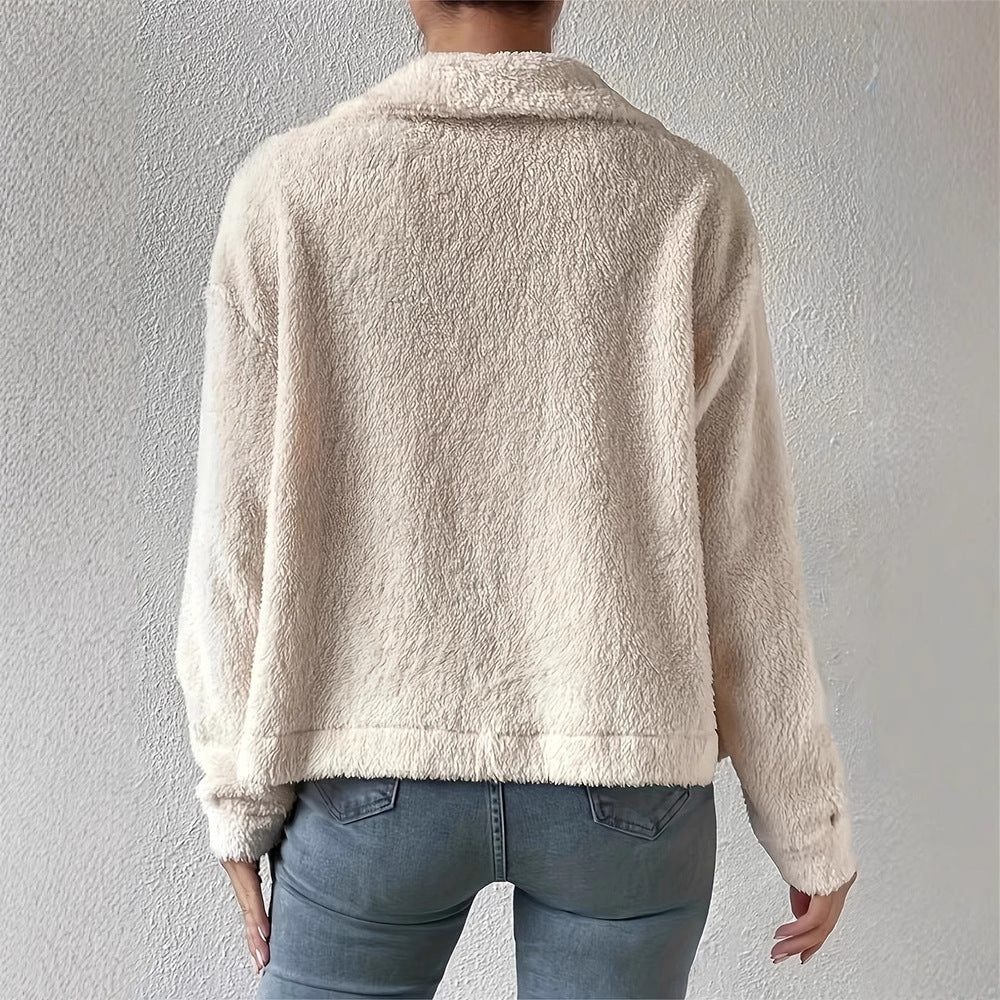 Velvet Witte Lappel Wollen Jas