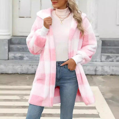 Mode Special Plaid Pluche Jas