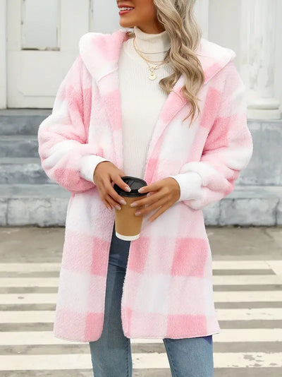 Mode Special Plaid Pluche Jas