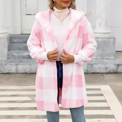 Mode Special Plaid Pluche Jas