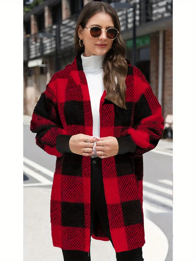 Mode Special Plaid Pluche Jas