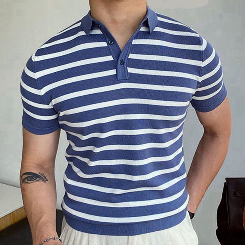 Blauw Gestreept Zakelijk Poloshirt