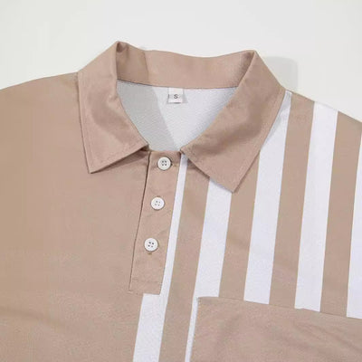 Gestreept Poloshirt met Lapel Kraag