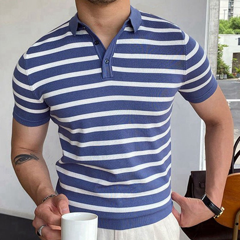 Blauw Gestreept Zakelijk Poloshirt